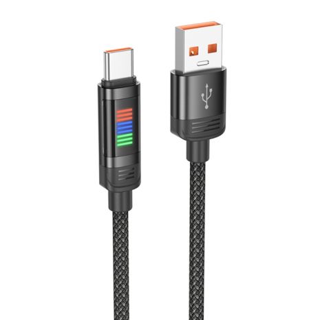 Кабель Hoco U126 з індикатором USB to Type-C QC 27W 1.2m black