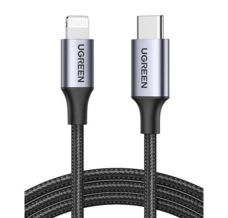 Кабель UGREEN US304 USB-C для Lightning M/M Cable Aluminum Shell Braided 1.5m (Black) (UGR-60760)