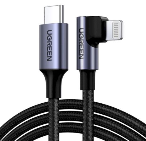 Кабель UGREEN US305 USB-C to Lightning Angled Cable Aluminum Shell Braided 1m(UGR-60763)