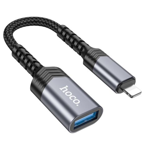 Мультиадаптер хаб Hoco UA24 Lightning to USB 2.0 сірий