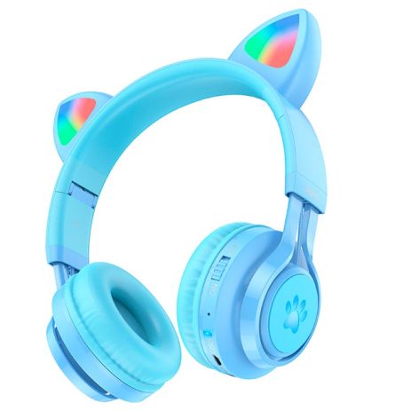 Bluetooth гарнітура HOCO W39 | BT5.3, AUX, 10H, 85db, LED | blue