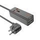 Мережевий зарядний пристрій подовжувач Hoco AC10A 2 USB/2 Type-C PD 65W 1 розетка 1.5m чорний