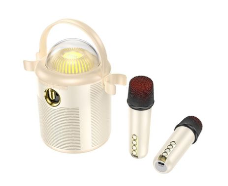 Бездротова стовпчик Hoco BS59 Pearlescent BT speaker with 2mic |BT5.1, TWS/TF/AUX, 5h| beige