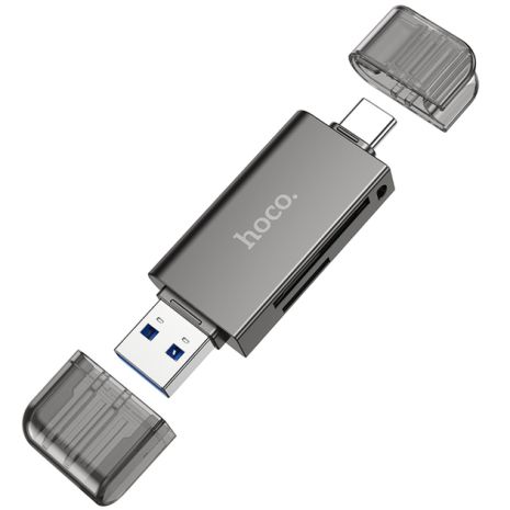 Адаптер перехідник Hoco HB39 USB/Type-C 3.0 сірий