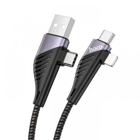 USB Кабель HOCO U95 4in1 USB/Type-C to Type-C/ Lightning чорний