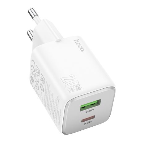 Зарядний пристрій Hoco N41 USB/ Type-C PD QC white