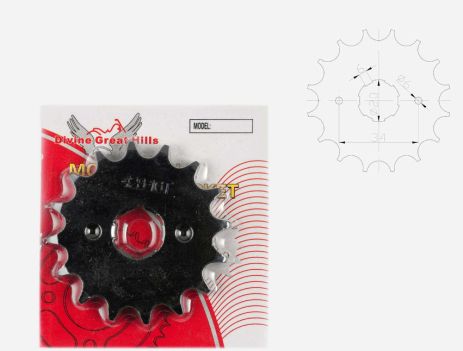 Зірка трансмісії (передня) мотоцикл Zongshen 200-GS 428-16