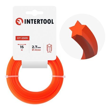 Лісочка для тримера "зірка", 2.7 мм * 15 м INTERTOOL DT-2309