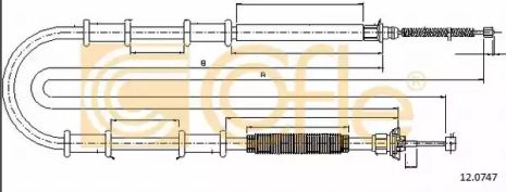 Трос ручного тормоза задний Doblo Panorama/Combi MAXI 10-Л=Пр. (2182/1898), COFLE (120747)