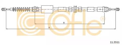 Трос ручного тормоза задний Mondeo III/IV 00- Л=Пр. (1735/1532), COFLE (115511)