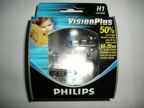 Лампа PHILIPS H1 12v 55w Vision Plus (+ 60%) (12258 VP) 2 шт.