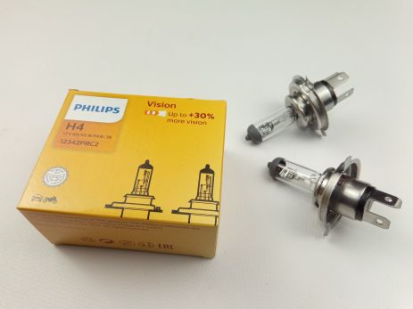 Лампа PHILIPS H4 12v 60/55-43 Premium +30% (12342 PRC2) к-т 2 шт.