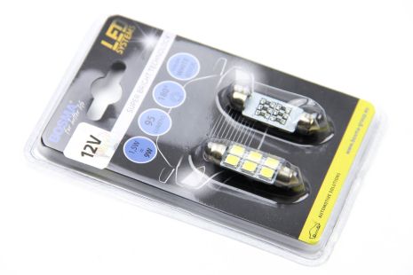 Автолампа СВ8,5 LED 12V 6XSMD 5050 LED БЕЛАЯ 12x39 2 шт., BOSMA (3833)