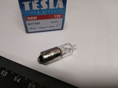 Лампа с цоколем TESLA 12V H6W (B17101) (10 шт. в уп.), цена за 1 шт