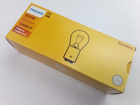 Лампа с цоколем PHILIPS 12V P21/5W (12499CP) (10 шт. в уп.), цена за 1 шт