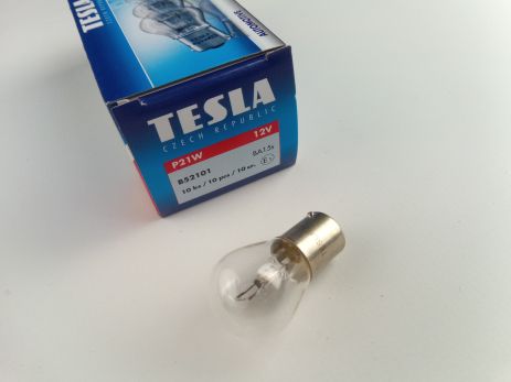 Лампа с цоколем TESLA 12V P21W (B52101) (10 шт. в уп.), цена за 1 шт