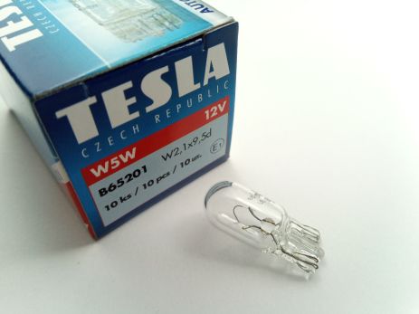 Лампа бесцокольная TESLA 12V W5W (B65201) (10 шт. в уп.) цена за 1 шт