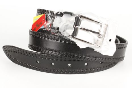 Ремінь шкіряний чорний чорний King Belts 35 мм з тисненням