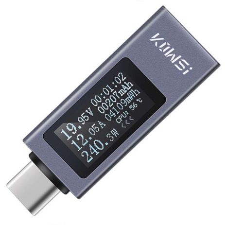 Багатофункціональний USB тестер KOWSI KWS-2301C Type-C / ударостійкий / QC3.0 / 4-30V / 12A / grey