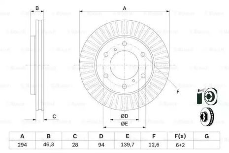 Диск гальмівний FIAT FULLBACK, MITSUBISHI PAJERO, MITSUBISHI L, BOSCH (0986479704)