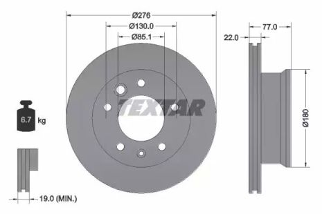 Диск тормозной FREIGHTLINER SPRINTER, DODGE SPRINTER, VW LT, TEXTAR (92131503)