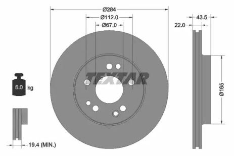 Диск тормозной MERCEDES-BENZ E-CLASS, MERCEDES-BENZ SL, MERCEDES-BENZ 190, TEXTAR (92031900)