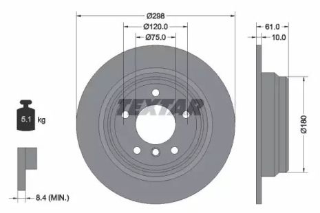 Диск тормозной BMW 5, TEXTAR (92076603)