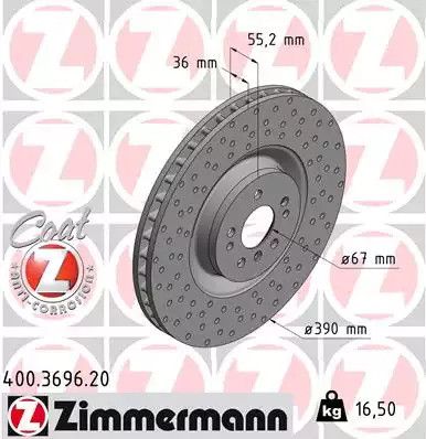 Диск тормозной MERCEDES-BENZ R-CLASS, MERCEDES-BENZ M-CLASS, ZIMMERMANN (400369620)