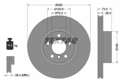 Диск гальмівний BMW X4, BMW X3, TEXTAR (92257105)