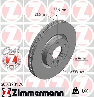 Диск тормозной VW TRANSPORTER, VW MULTIVAN, ZIMMERMANN (600323120)