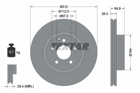 Диск тормозной MERCEDES-BENZ E-CLASS, MERCEDES-BENZ CLS, TEXTAR (92115305)