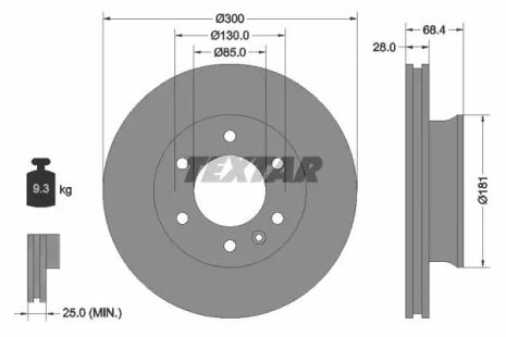 Диск тормозной DODGE SPRINTER, FREIGHTLINER SPRINTER, TEXTAR (93143203)