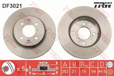 Диск тормозной HONDA (GAC), MG EXPRESS, LOTUS ELISE, TRW (DF3021)