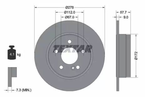 Диск тормозной MERCEDES-BENZ C-CLASS, TEXTAR (92163103)