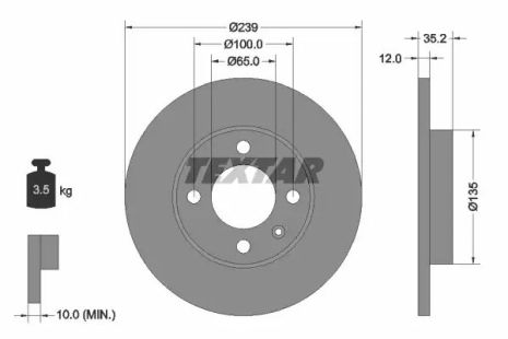 Диск гальмівний VW, VW, SEAT CORDOBA, TEXTAR (92010603)