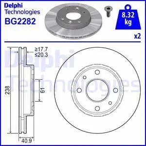 Диск гальмівний NISSAN KUBISTAR, RENAULT THALIA, RENAULT TWINGO, DELPHI (BG2282)