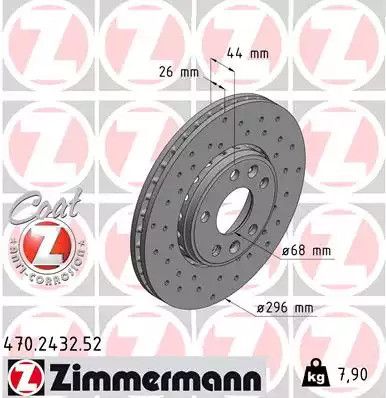 Диск тормозной RENAULT LATITUDE, RENAULT MEGANE, RENAULT GRAND, ZIMMERMANN (470243252)