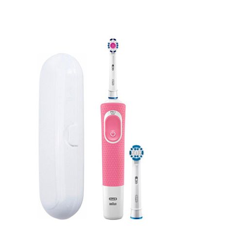 Зубная щетка Oral-B Vitality 100 3D White Pink 2 нас. + футляр белый ЕС