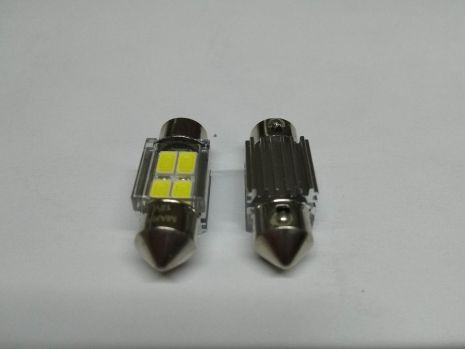 Лампа светодиод с/ц МАЯК (12T11x31/SW11/2BL) 12V C5W 31 мм AC 4SMD (57 х 30) белая/пара