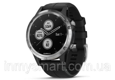 Умные часы Smart Watch Garmin Fenix 5 Plus Silver with Black Silicone (010-01988-60)