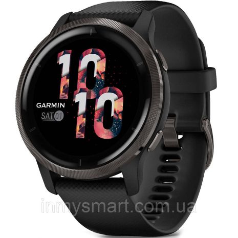 Умные часы Garmin Venu 2 Slate Stainless Steel Bezel with Black Case and Silicone Band (010-02430-11