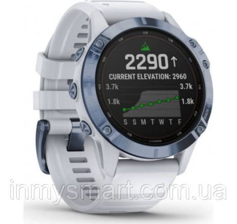 Умные часы Smart Watch Garmin Fenix 6 Pro Solar Edition Mineral Blue with Whitestone Band (010-02410-19/18)