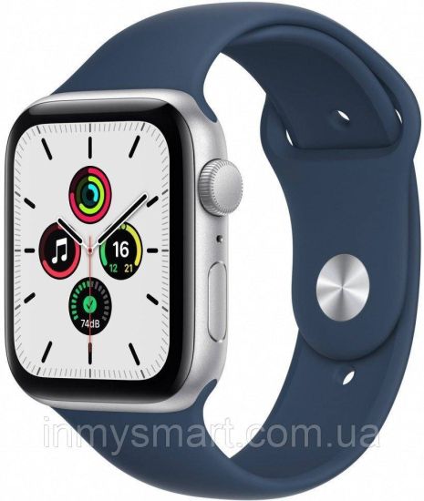 Умные часы Apple Watch SE GPS 44mm Silver Aluminum Case w. Abyss Blue S. Band (MKQ43)