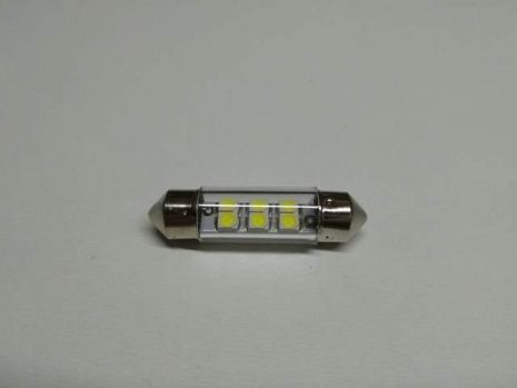 Лампа светодиод с/ц МАЯК (12T11x36-W/6SMD) 12V C5W 36 мм AC 6SMD (35 х 28) белая