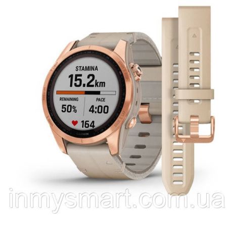 Умные часы Garmin Fenix 7S Sapphire Solar Rose G. Titanium w. Limestone L. Band (010-02539-35)