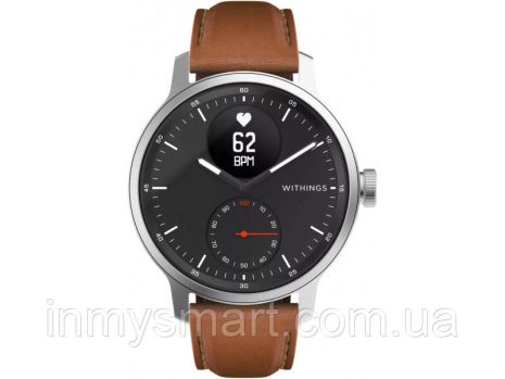 Смарт-часы Withings ScanWatch 42mm Black + Bracelet Leather WristBand 20mm Brown & Silver