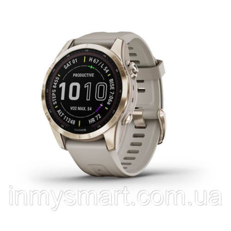 Умные часы Garmin Fenix 7S Sapphire Solar Cream Gold Titanium with LSB