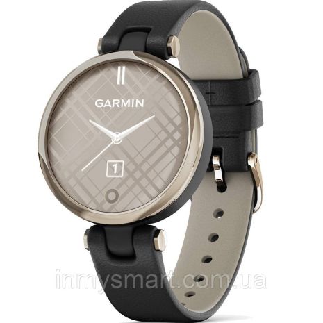 Женские умные часы Garmin Lily Cream Gold Bezel with Black Case and Italian Leather Band (010-02384-B1)