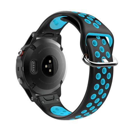 Ремешок для Garmin QuickFit 22 Nike-style Silicone Band Black/Blue (QF22-NSSB-BKBL)