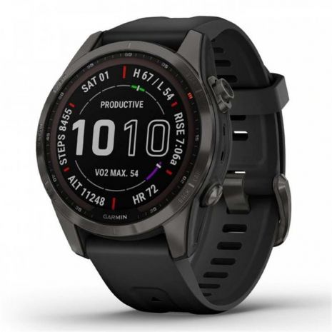 Завантажити Garmin Fenix ​​​​7S Sapphire Solar Carbon Grey DLC Ti with Black Band (010-02539-25)